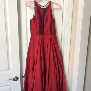 Orange Red Long Formal Prom Bridesmaid Dress